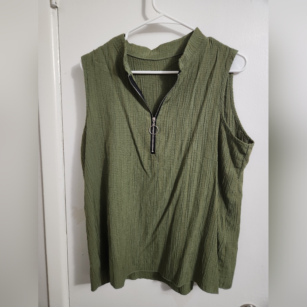 Olive Green Sleeveless Top